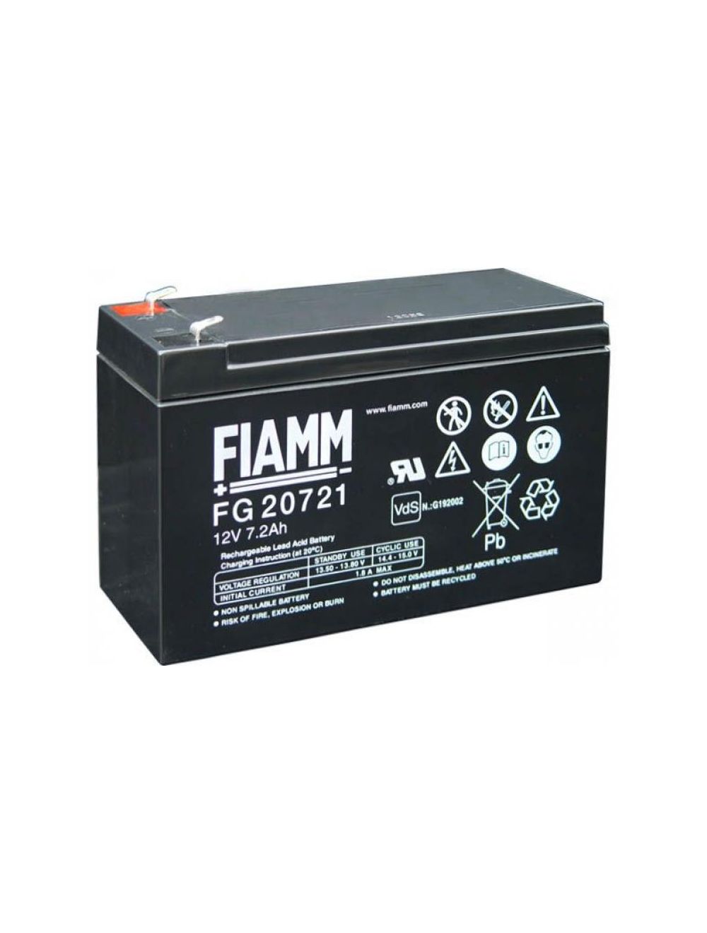 FIAMM FG20721 Lead Acid Battery Rechargeable 12V 7,2Ah Faston 0 3